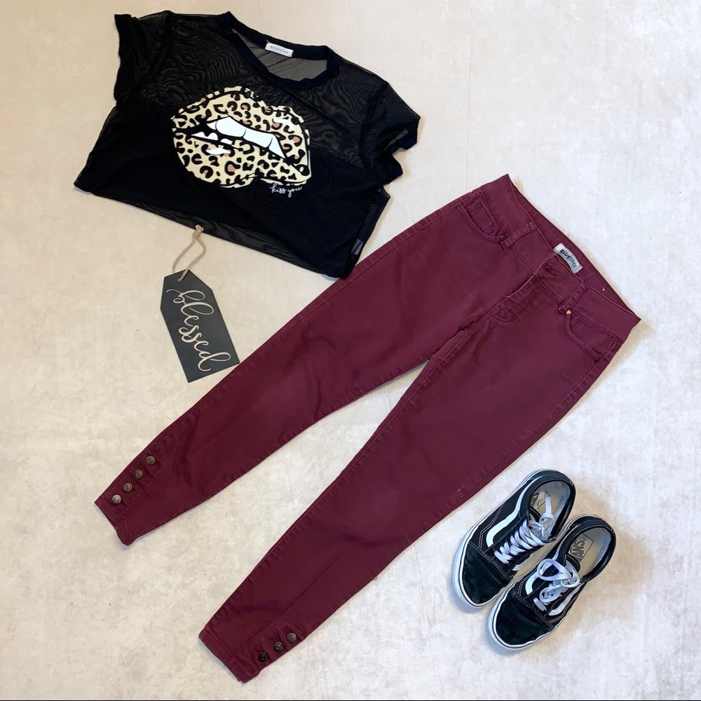 Blue spice | burgundy | skinny jeans